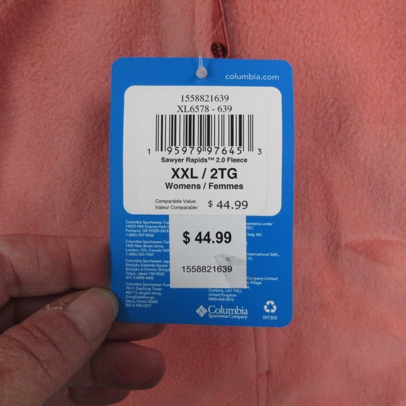 Columbia Jacket Womens XXL Pink Fleece Full Zip Sawyer Rapids 2.0 NWT - Picture 7 of 13